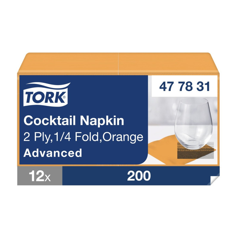 Tovaglioli di carta arancioni doppio velo Tork Cocktail 24x24 cm - 200 pz