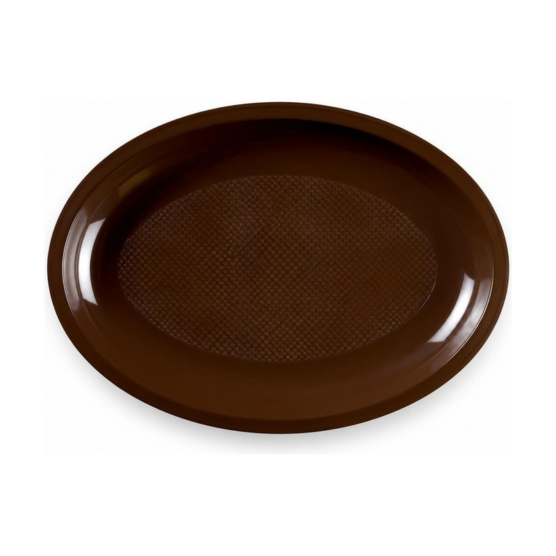 Piatti ovali grandi riutilizzabili in polipropilene cioccolato 31,5 cm - 10 pz