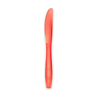 Coltelli di plastica riutilizzabili Luxury rossi trasparenti 19 cm - 50 pz
