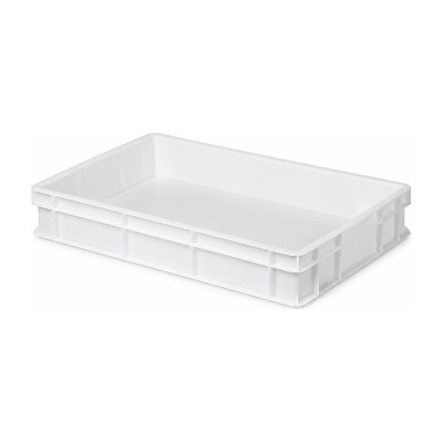 Cassa chiusa per impasto pizza in plastica per alimenti bianca 60x40 cm h 7 cm Mobil Plastic