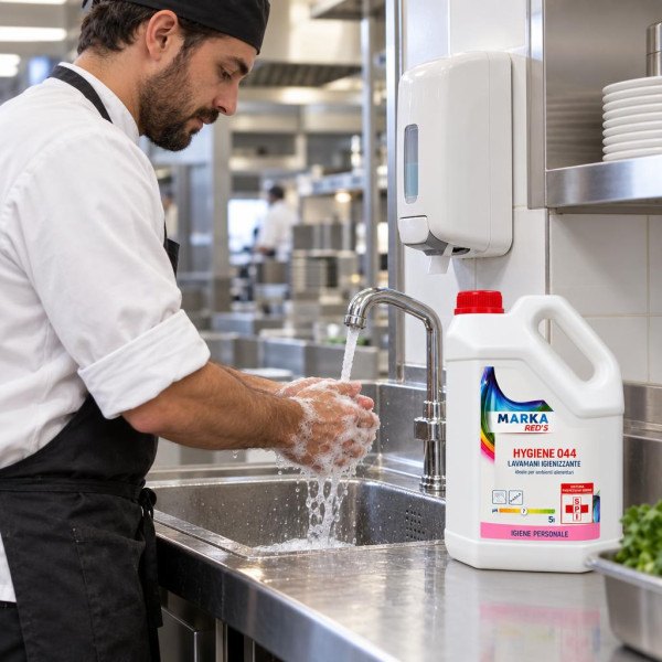 Sapone lavamani igienizzante Marka Red's Hygiene 044 tanica 5 litri senza colore per ambienti alimentari HACCP