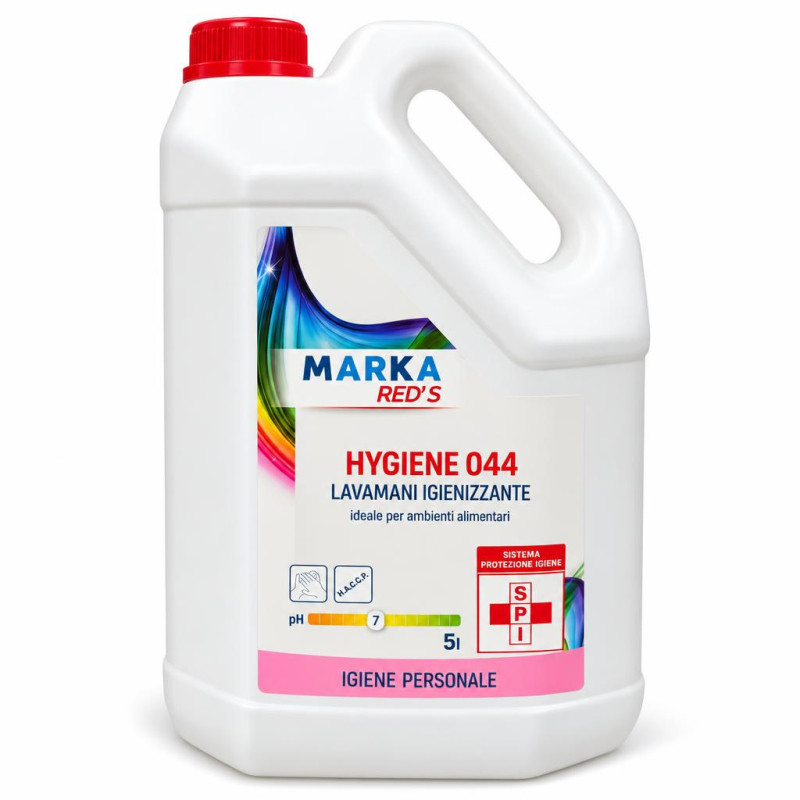 Sapone lavamani igienizzante Marka Red's Hygiene 044 tanica 5 litri senza colore per ambienti alimentari HACCP