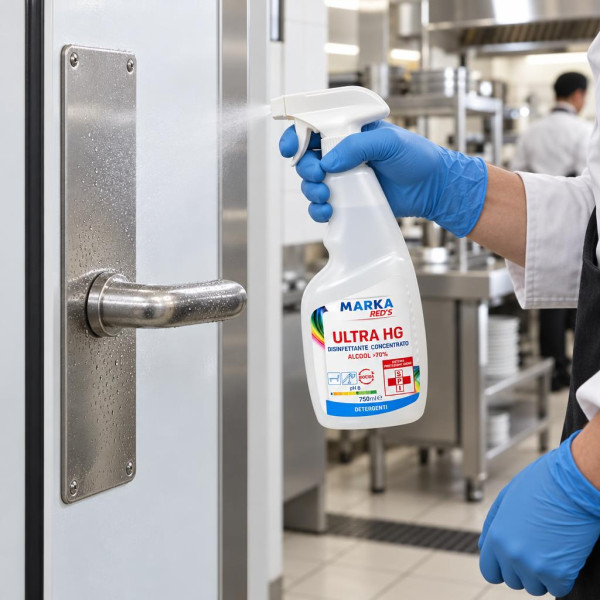 Disinfettante spray pronto all'uso Marka Red's Ultra HG 750 ml alcol oltre 70% biocida, senza risciacquo