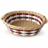 Cesto regalo ovale in vimini con fasce bordeaux e bianche e manici in legno 49 x 40 x 13 cm per cesti natalizi Preda