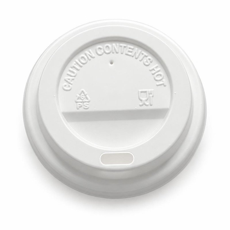 Coperchi in PS bianchi con beccuccio per bicchieri in carta da 200 ml Ø 7,3 cm Flo - 50 pz