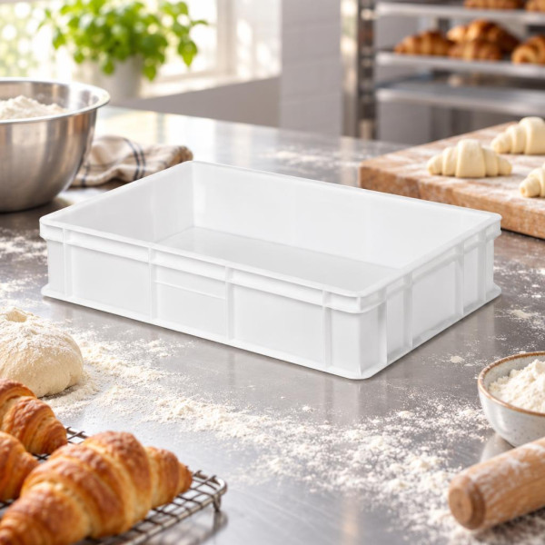 Cassa chiusa per impasto pizza in plastica per alimenti bianca 60x40 cm h 13 cm Mobil Plastic