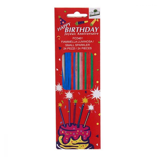 Candeline lunghe multicolore 17cm - 24 pz