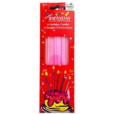 Candeline lunghe rosa 17 cm - 24 pz