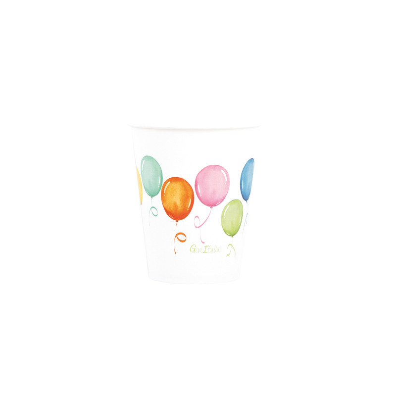 Bicchieri di carta Birthday Balloons 250 ml - 8 pz