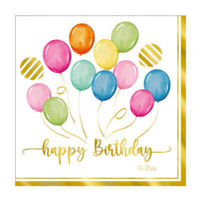 Tovaglioli di carta Birthday Balloons 33x33 cm 3 veli - 16 pz