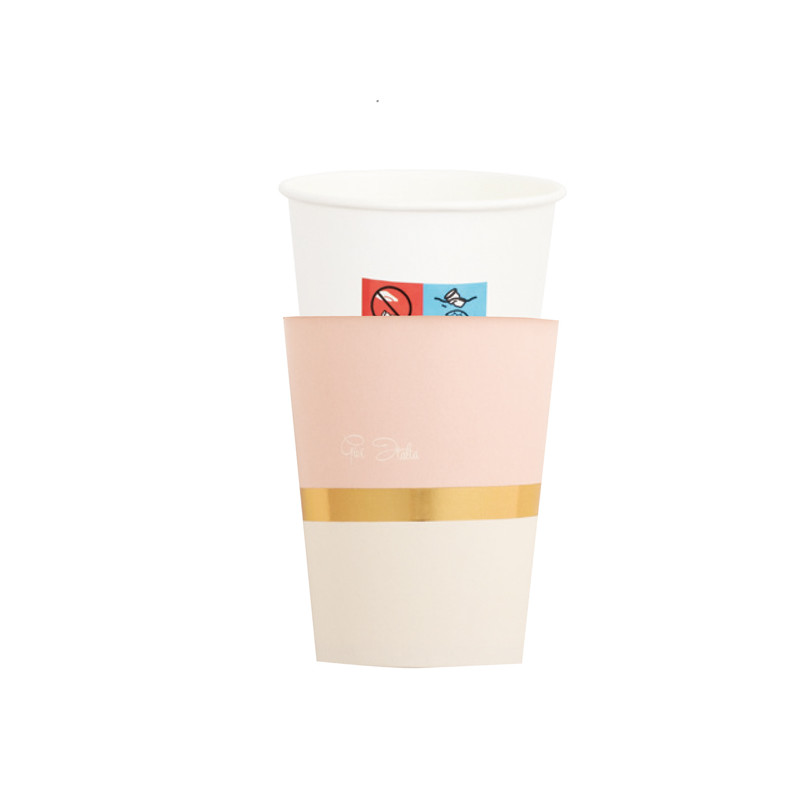 Bicchieri di carta Baby Chic rosa 250 ml con fascetta - 8 pz