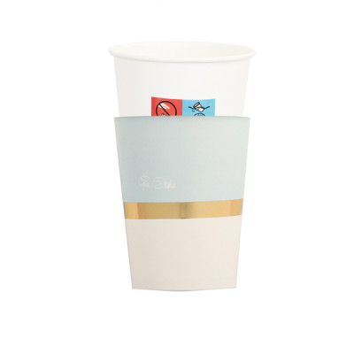 Bicchieri di carta Baby Chic azzurro 250 ml con fascetta - 8 pz