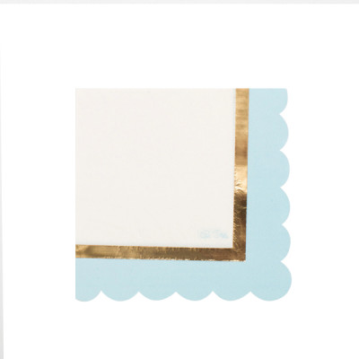 Tovaglioli di carta Baby Chic azzurro 33x33 cm 3 veli sagomati - 16 pz
