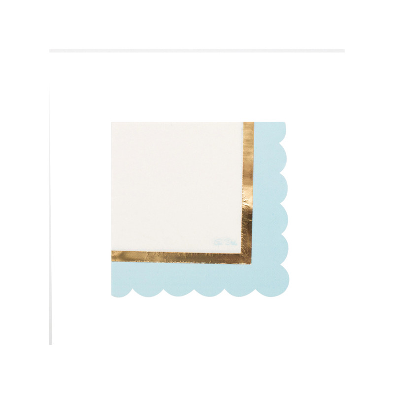Tovaglioli di carta Baby Chic azzurro 33x33 cm 3 veli sagomati - 16 pz