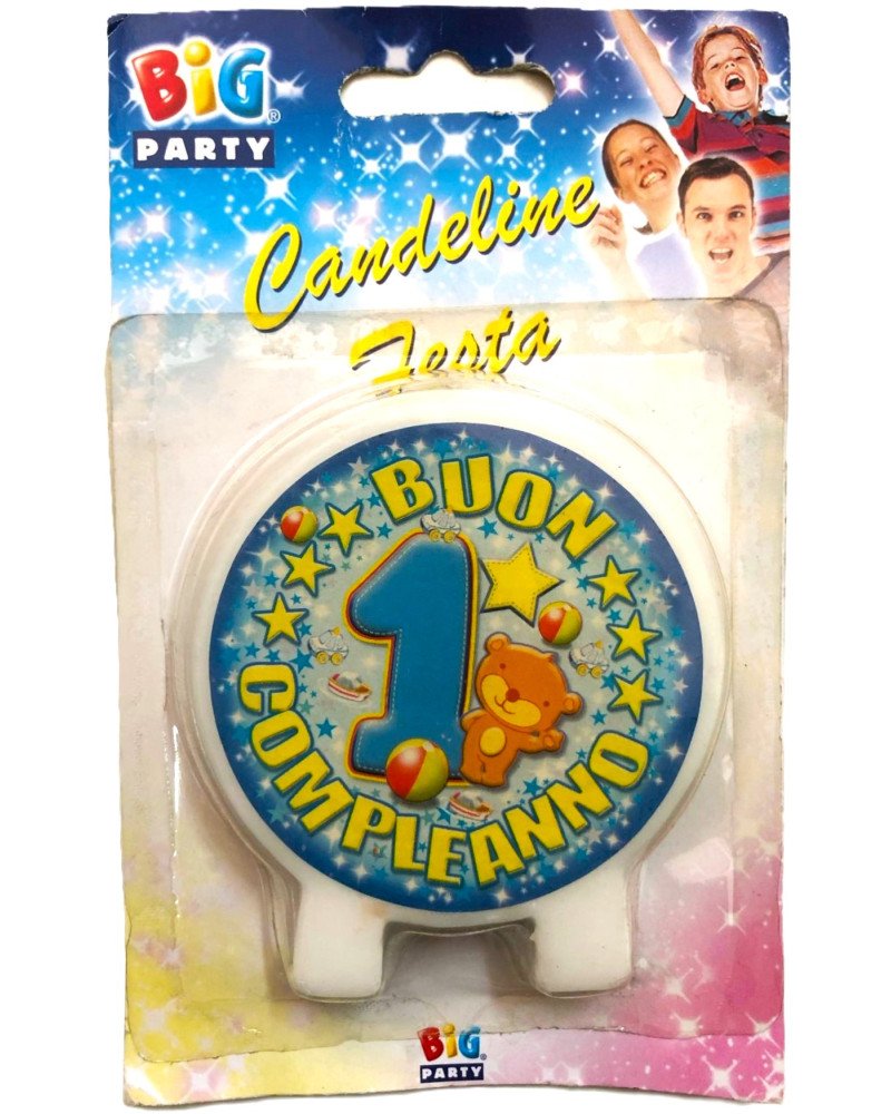 Candelina per 1° compleanno Celeste – Ø 7,5 cm