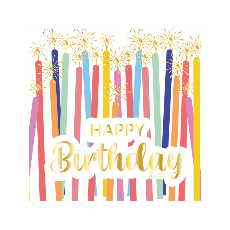 Tovaglioli di carta Happy Birthday Candles 33x33 cm 3 veli - 16 pz