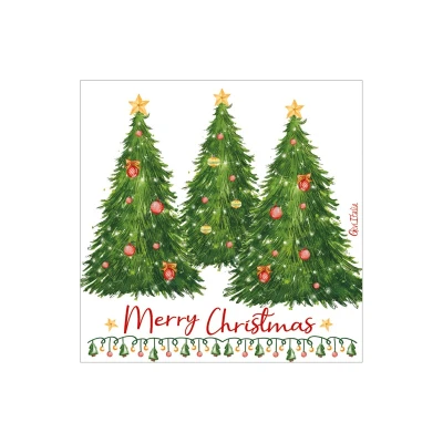 Tovaglioli natalizi di carta Christmas Trees con alberi di Natale 33x33 cm - 16 pz