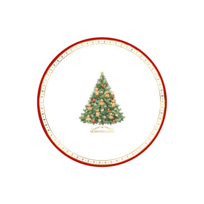Piatti natalizi di carta Christmas Teddy con albero e orsetti 27 cm - 8 pz