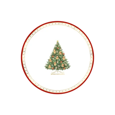 Piatti natalizi di carta Christmas Teddy con albero e orsetti 27 cm - 8 pz