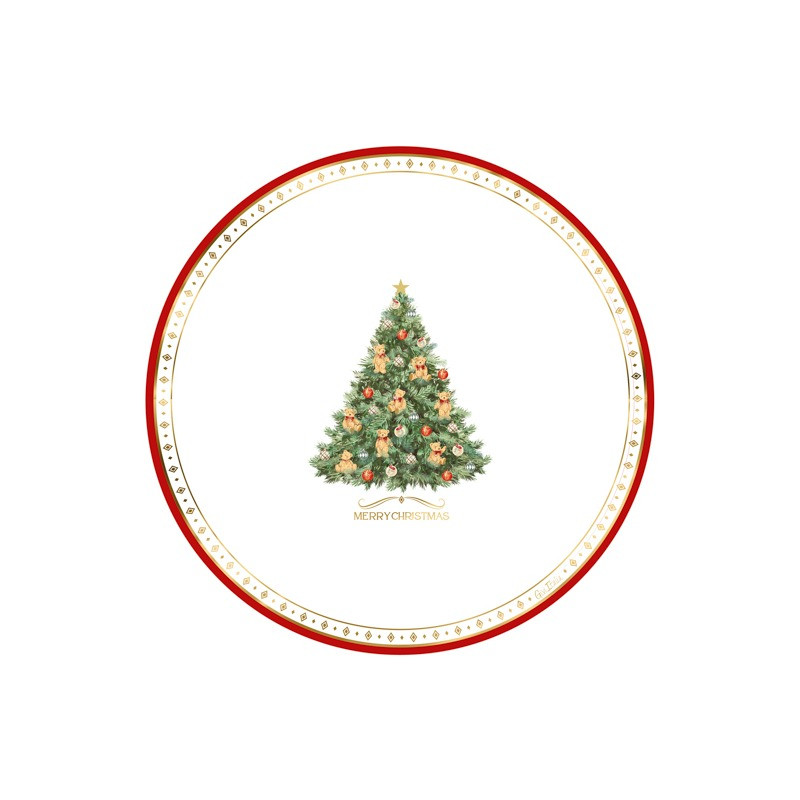 Piatti natalizi di carta Christmas Teddy con albero e orsetti 27 cm - 8 pz