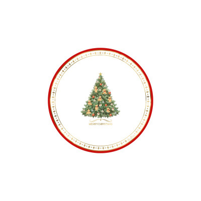 Piatti natalizi di carta da dessert Christmas Teddy con albero e orsetti 21 cm - 8 pz