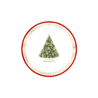 Piatti fondi natalizi di carta Christmas Teddy con albero e orsetti 24 cm - 8 pz