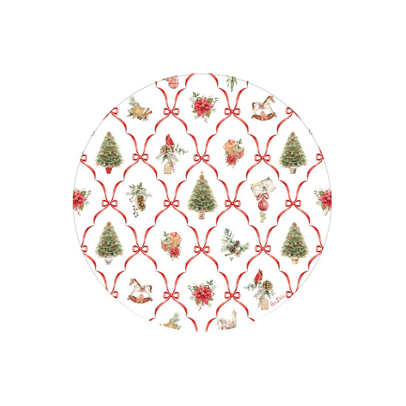 Piatti natalizi di carta Christmas Fantasy con nastri rossi 27 cm - 8 pz