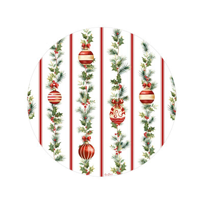 Piatti natalizi di carta grandi Stripes and Christmas a righe rosse 33 cm - 6 pz