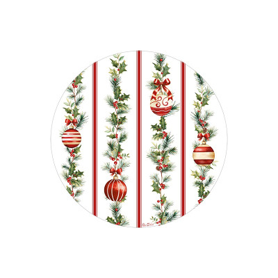 Piatti natalizi di carta Stripes and Christmas a righe rosse 27 cm - 8 pz