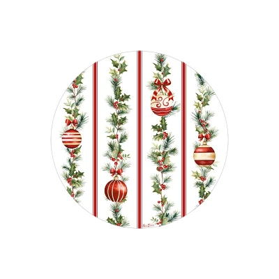 Piatti natalizi di carta Stripes and Christmas a righe rosse 27 cm - 8 pz