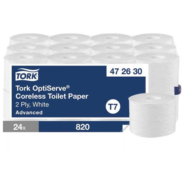 Carta igienica professionale senza anima Tork OptiServe T7 Advanced 2 veli 820 strappi 94,3 m - 1 rotolo