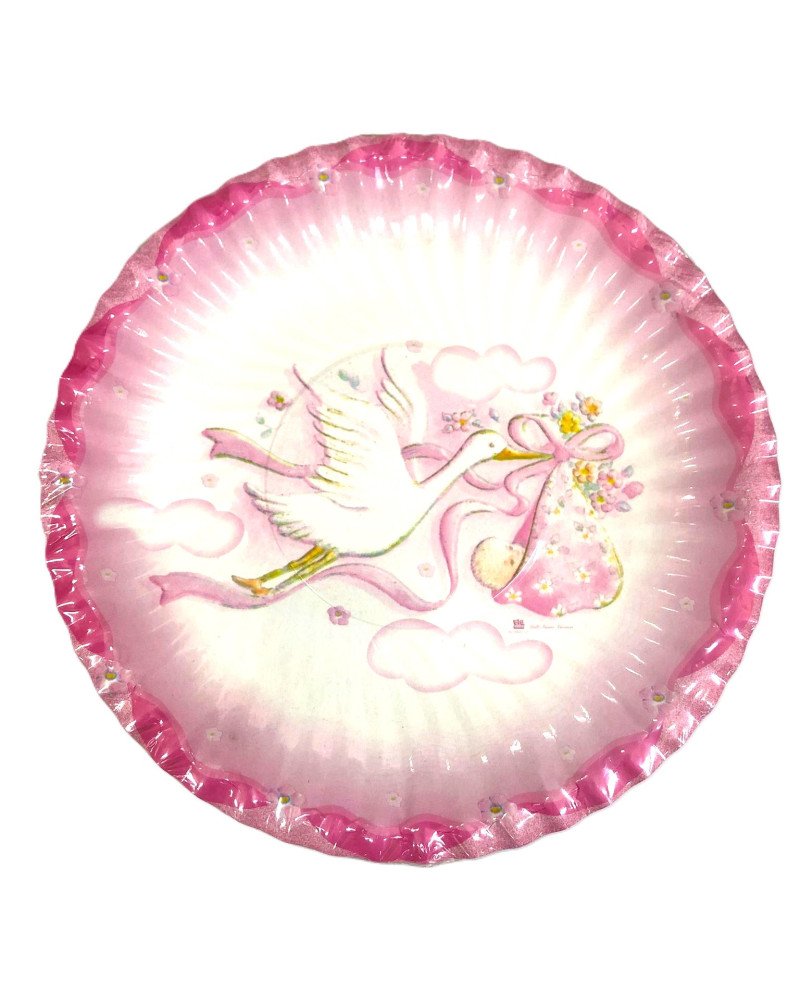 Piatti cicogna Rosa Ø 18 cm - 10 pezzi