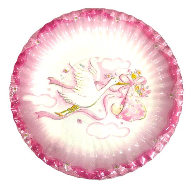 Piatti cicogna Rosa Ø 18 cm - 10 pezzi