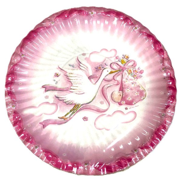 Piatti cicogna Rosa Ø 24 cm - 10 pezzi