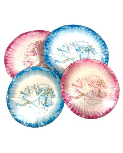 Piatti cicogna Celeste Ø 18 cm - 10 pezzi