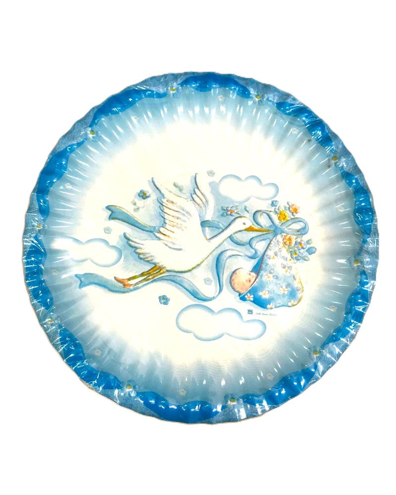 Piatti cicogna Celeste Ø 18 cm - 10 pezzi
