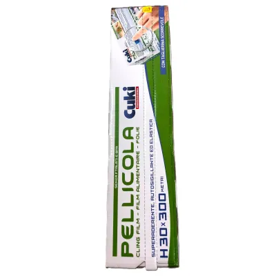 Pellicola trasparente superaderente Cuki con taglierina 30 cm x 300 m