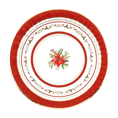 Piatti di carta natalizi Red Royal 27 cm - 8 pz