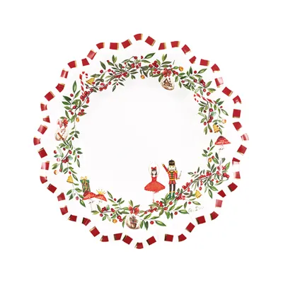 Piatti fondi di carta natalizi Christmas Vintage 24 cm - 8 pz