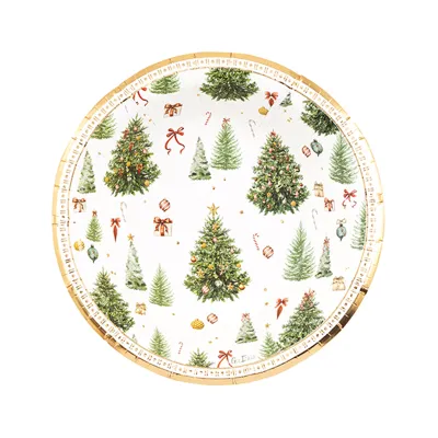 Piatti fondi di carta natalizi Christmas Forest 24 cm - 8 pz
