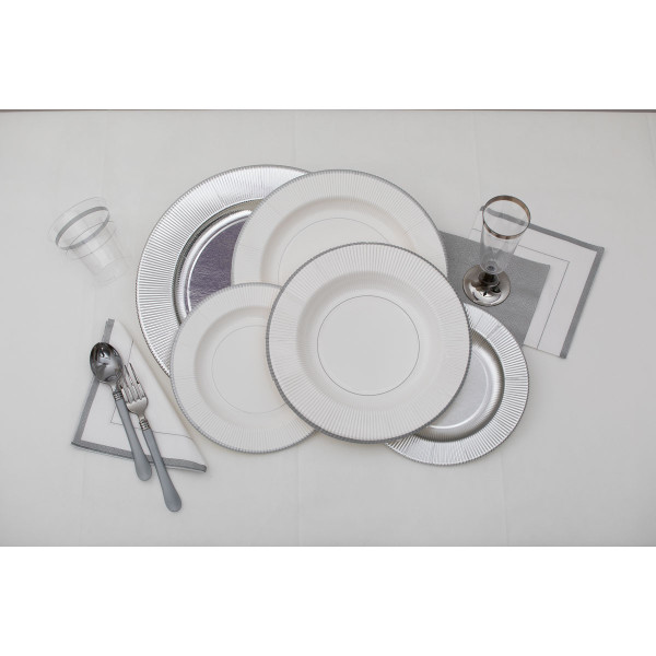 Sottopiatti in cartoncino argento 32,4 cm - 4 pz