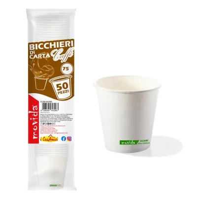 Bicchieri da caffè in cartoncino bianco 75 ml - 50 pz