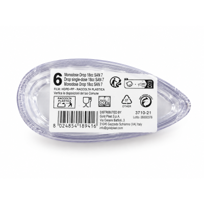 Monodose a goccia Drop 18 ml per finger food in SAN trasparente riutilizzabili - 6 pz