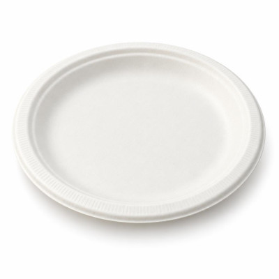 Piatti piani compostabili in polpa di cellulosa Ø 22,5 cm - 50 pz
