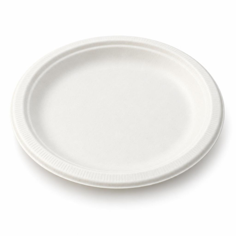 Piatti piani compostabili in polpa di cellulosa Ø 22,5 cm - 50 pz