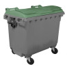 Contenitore carrellato 660 litri Mobil Plastic a 4 ruote grigio con coperchio verde