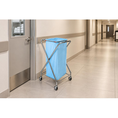 Carrello portasacco VDM SA/XT pieghevole in acciaio cromato con 4 ruote