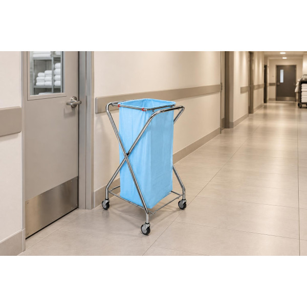 Carrello portasacco VDM SA/XT pieghevole in acciaio cromato con 4 ruote