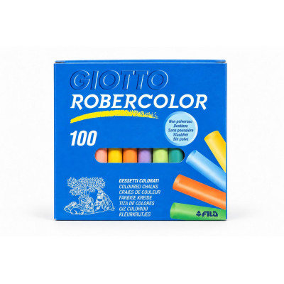 Gessetti colorati Giotto Robercolor Fila non polverosi tondi Ø 10 mm x 8 cm per lavagna - 100 pz
