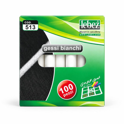 Gessi bianchi Lebez senza polvere tondi Ø 9 mm per lavagna, lunga durata e facili da cancellare - 100 pz